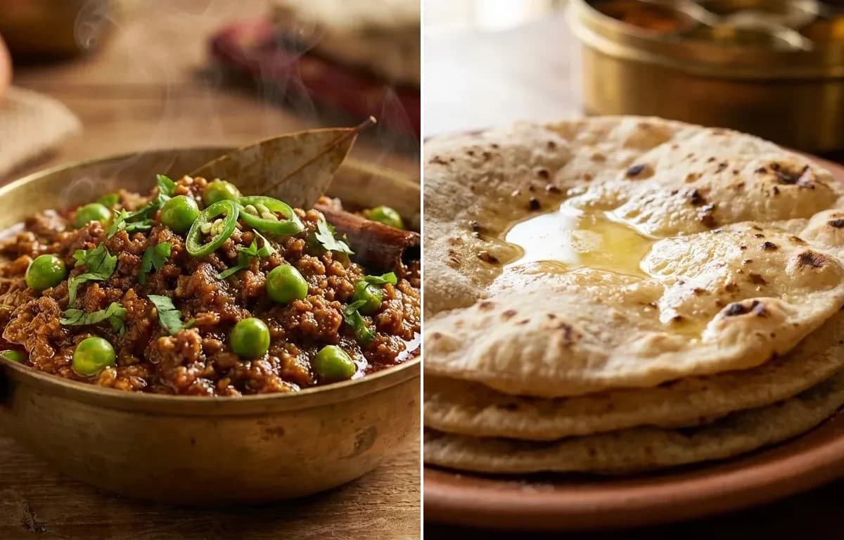 Keema Matar with Roti