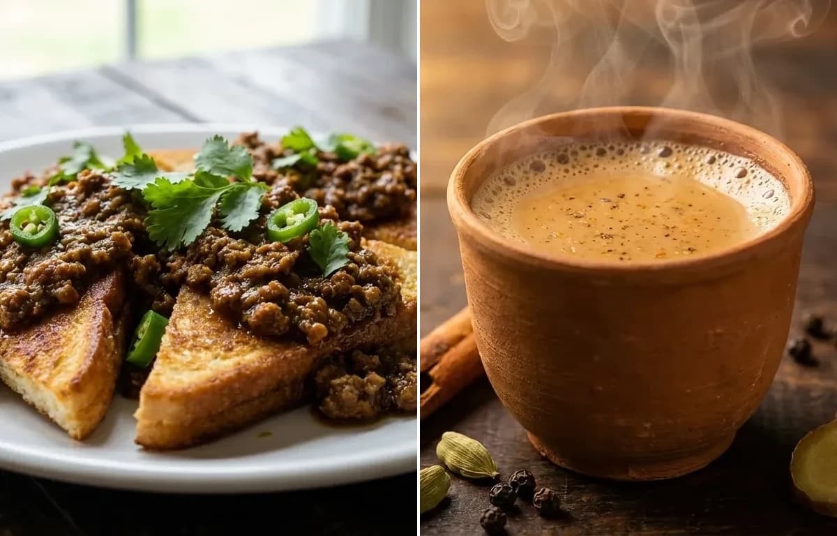 Keema Pauruti with Masala Chai