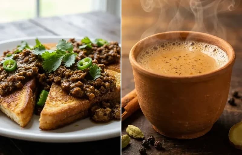 Keema Pauruti with Masala Chai