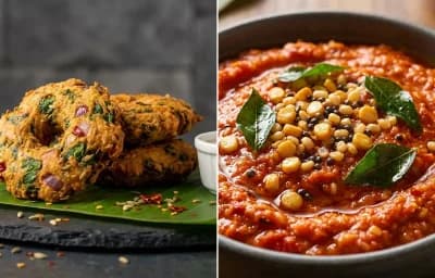 Keerai Vadai with Kaara Chutney