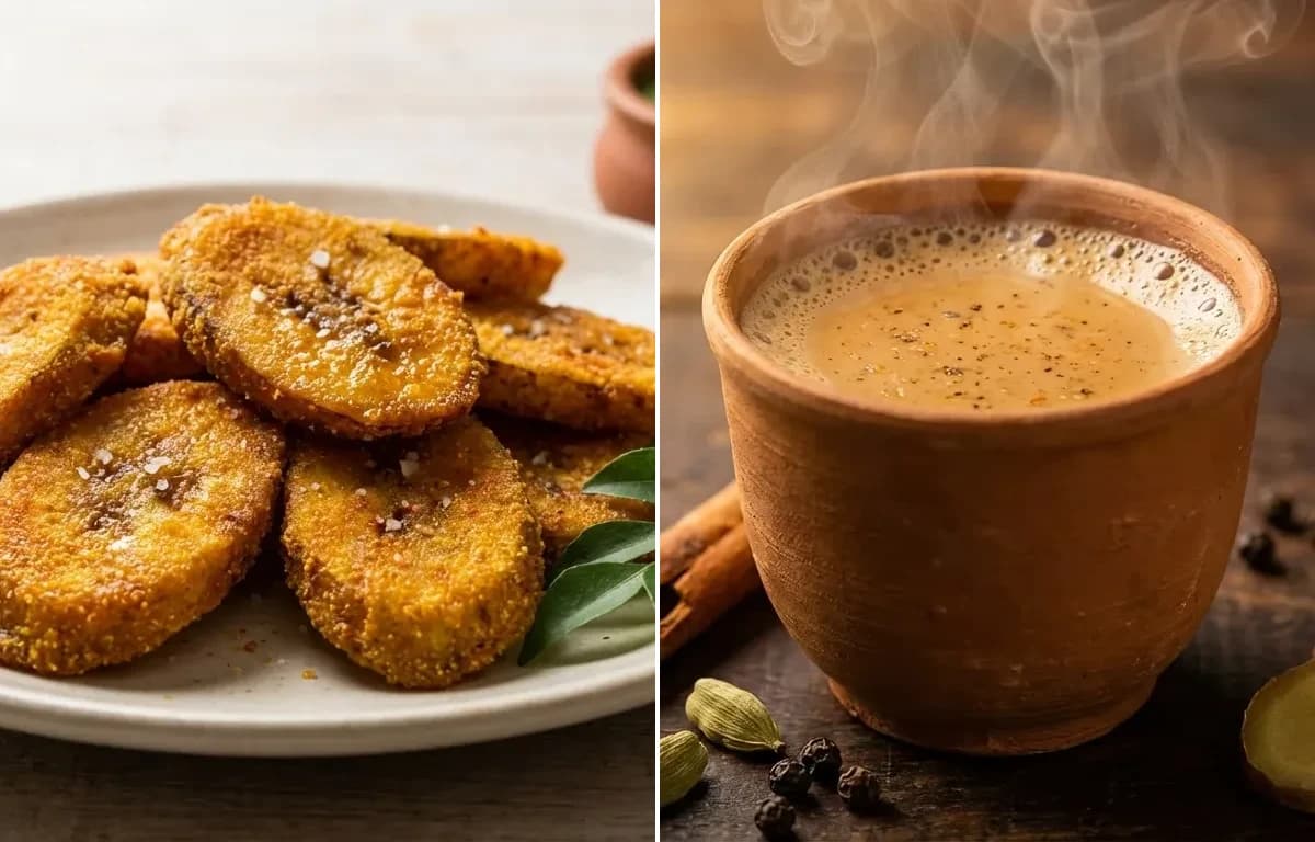 Kele Phodi with Masala Chai