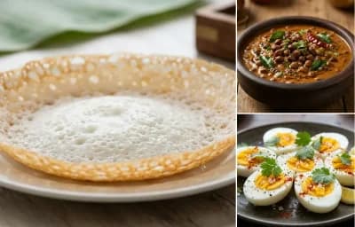 Kerala Appam with Kerala Kadala Curry and Boiled Egg