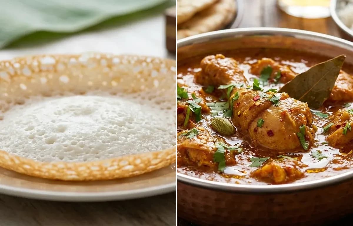 Kerala Appam with Chicken Curry