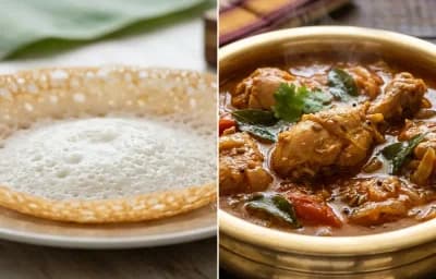Kerala Appam with Chicken Kuzhambu