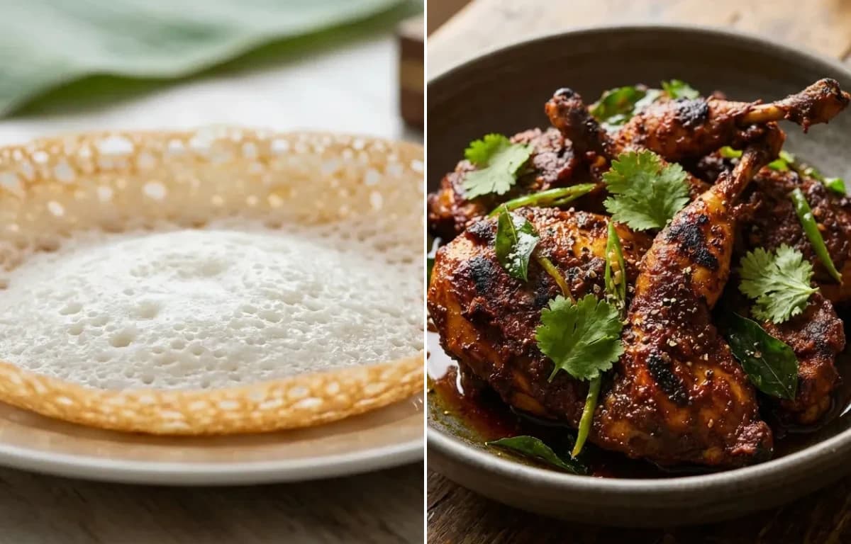 Kerala Appam with Kaadai Roast