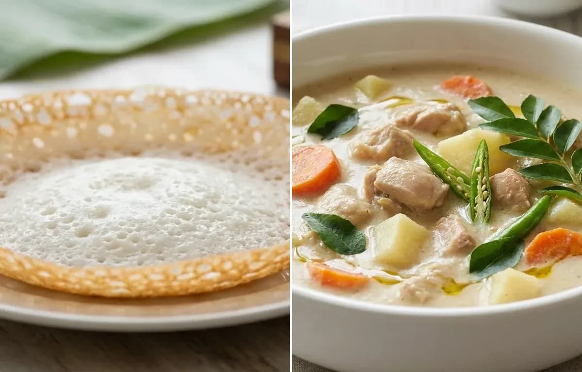 Kerala Appam with Kerala Chicken Stew