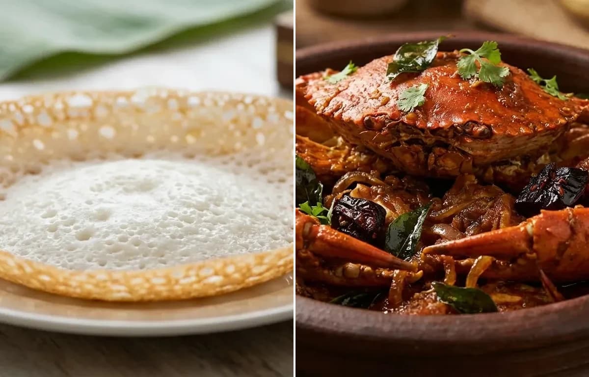 Kerala Appam with Kerala Crab Roast