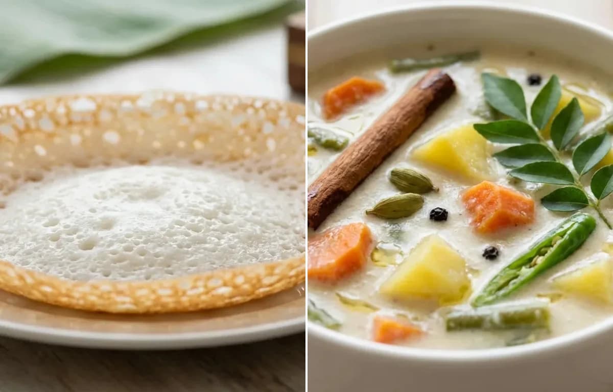 Kerala Appam with Kerala Vegetable Stew