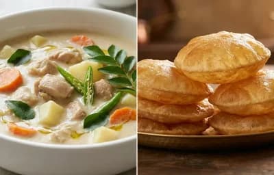 Kerala Chicken Stew with Puri