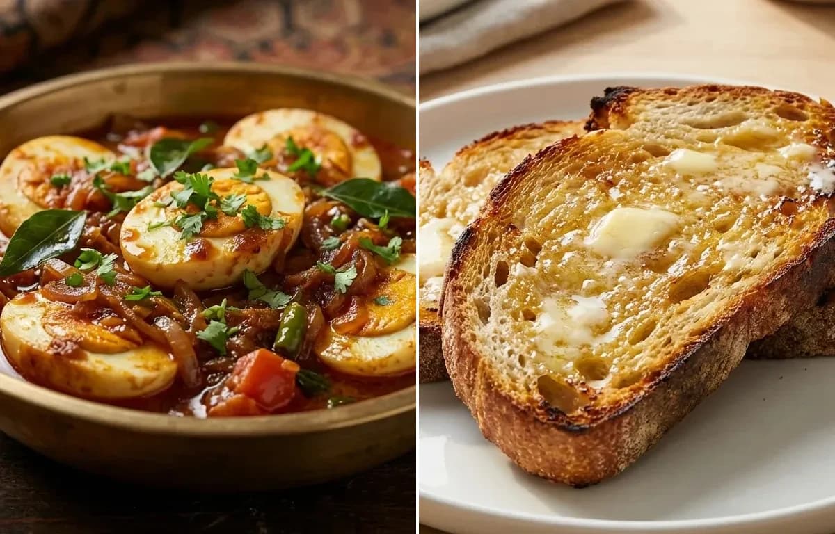 Kerala Egg Roast with Butter Toast