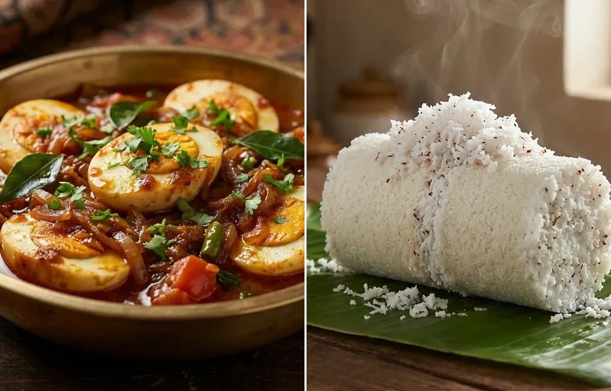 Kerala Egg Roast with Kerala Puttu