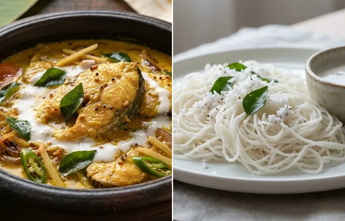 Kerala Fish Moilee with Idiyappam
