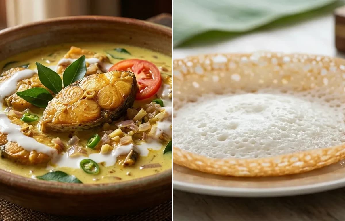 Kerala Fish Molee with Kerala Appam