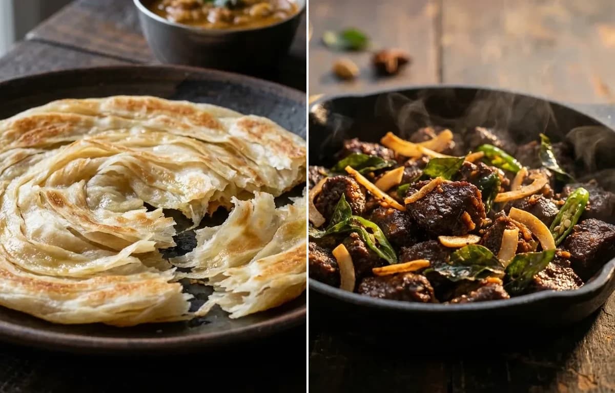 Kerala Parotta with Kerala Beef Fry