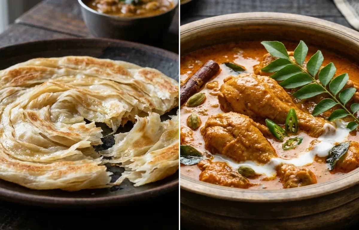 Kerala Parotta with Kerala Chicken Curry