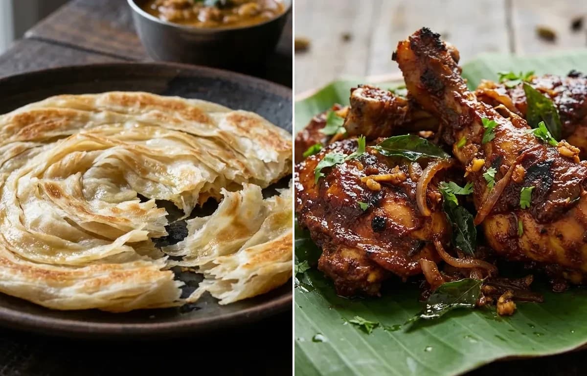 Kerala Parotta with Kerala Chicken Roast