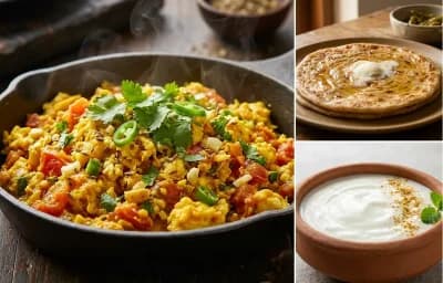 Khagina with Paratha and Dahi