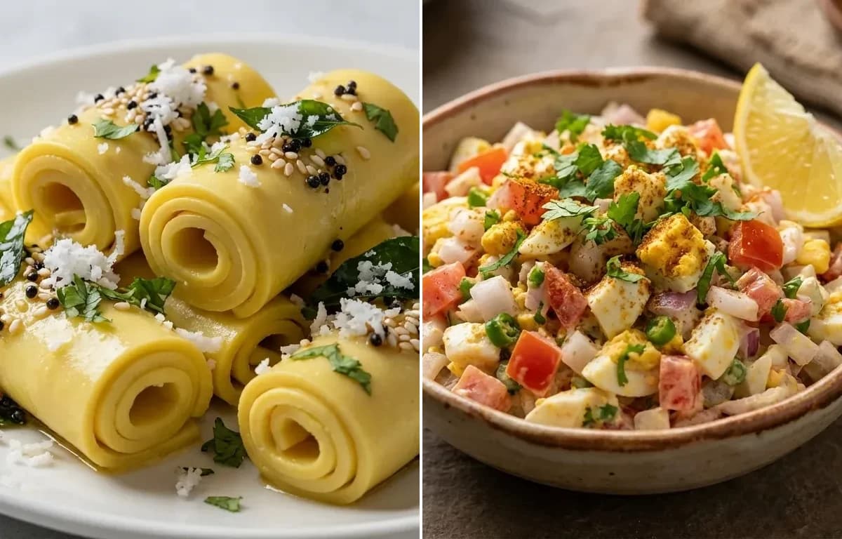 Khandvi with Indian Egg Salad