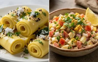 Khandvi with Indian Egg Salad