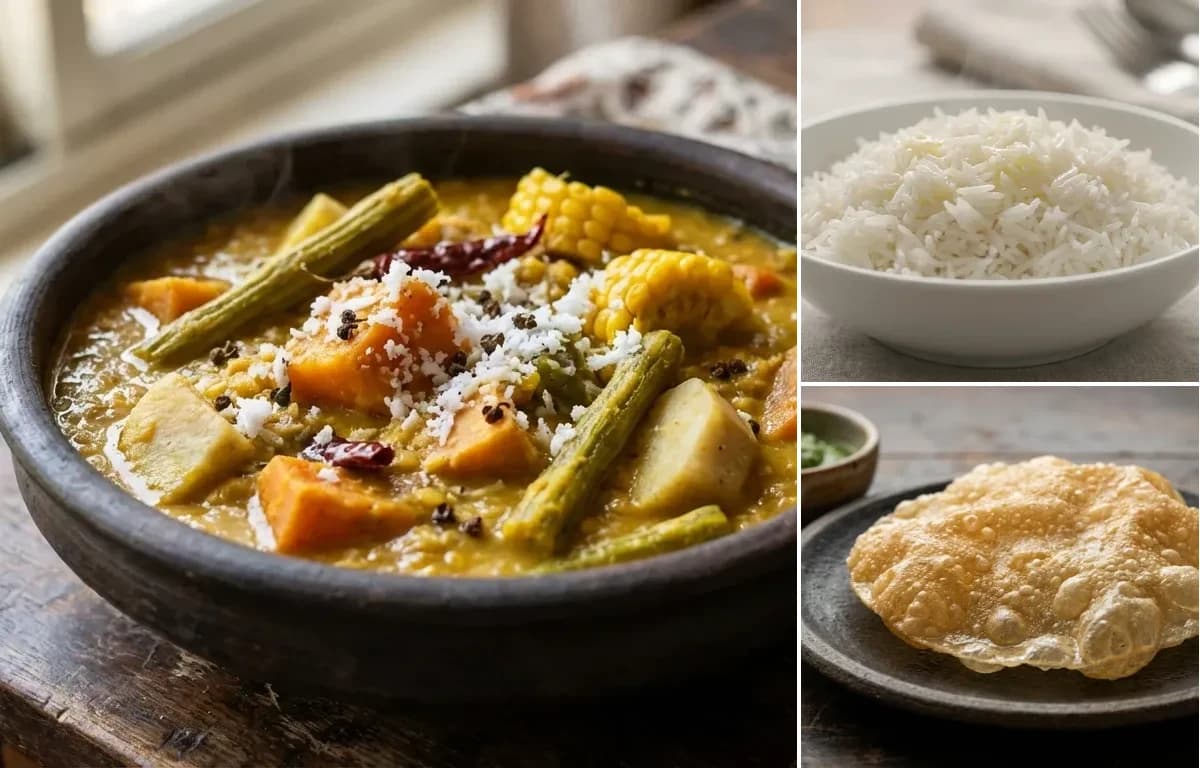 Khatkhate, Steamed Basmati Rice and Appalam