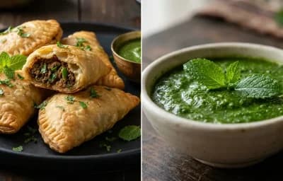 Kheema Lukmi with Mint Chutney
