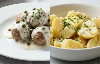 Königsberger Klopse with Boiled Potatoes