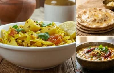 Kobi Batata nu Shaak with Rotli and Dal Tadka