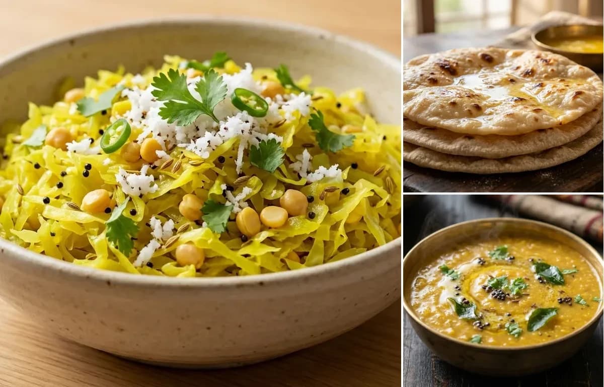 Kobichi Bhaji, Chapati and Amti Dal