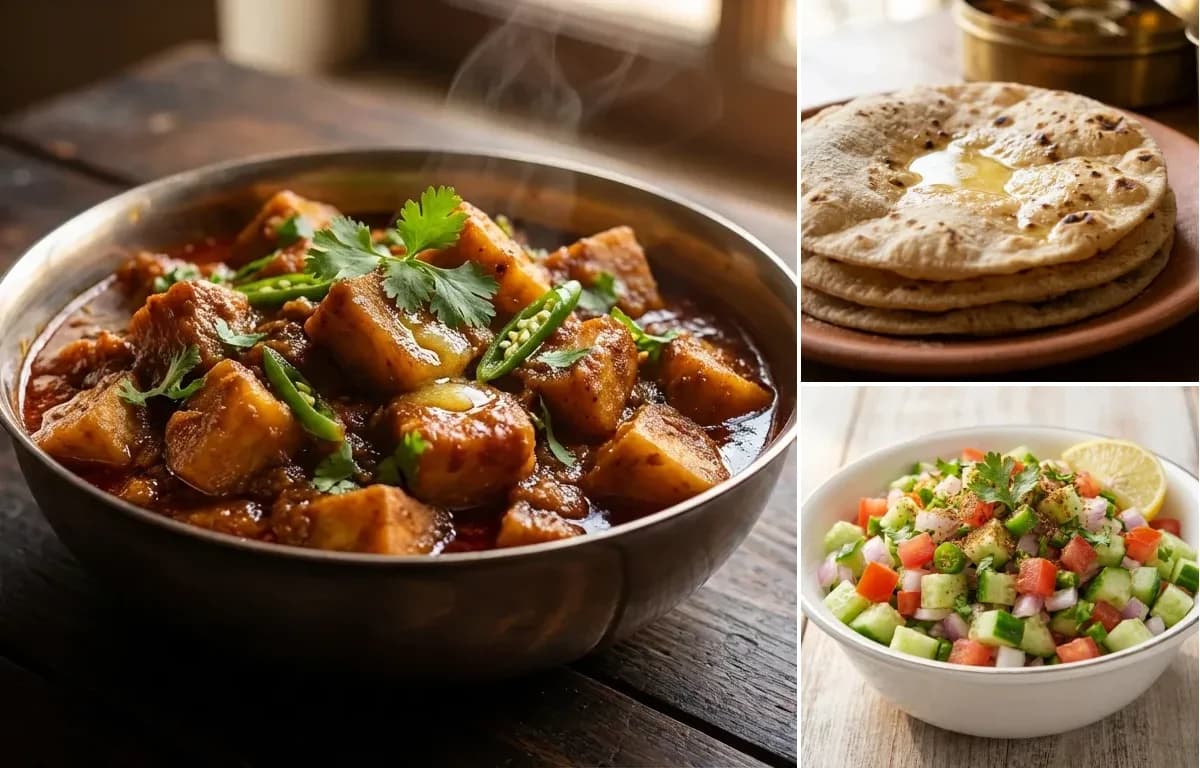 Kochur Kosha, Roti and Kachumber