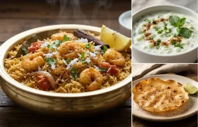 Kolambi Bhaat with Cucumber Raita