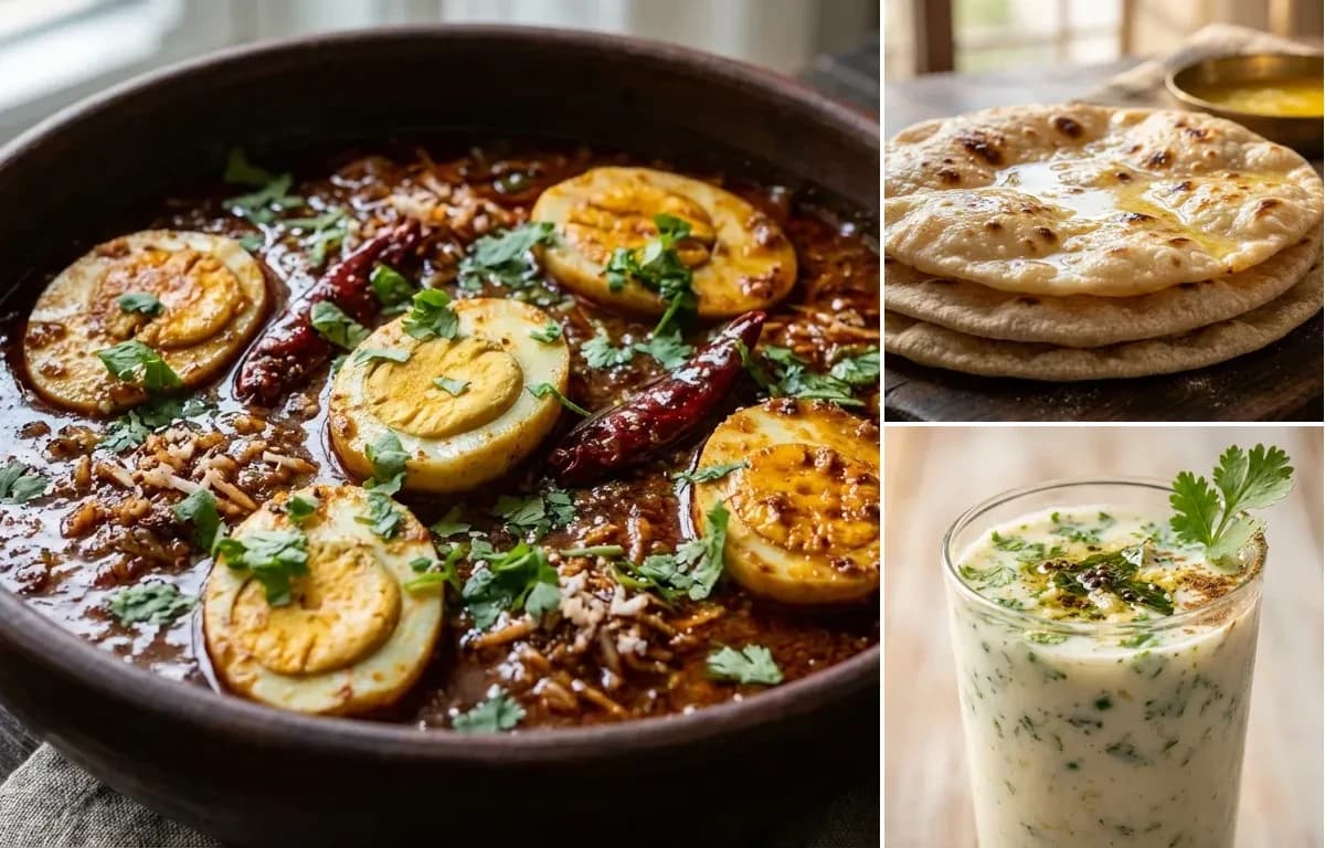 Kolhapuri Anda Masala, Chapati and Taak
