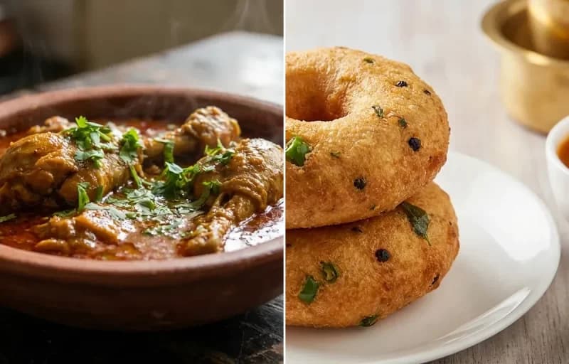 Kombdi Rassa with Medu Vada