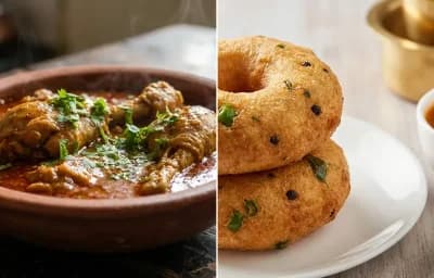 Kombdi Rassa with Medu Vada