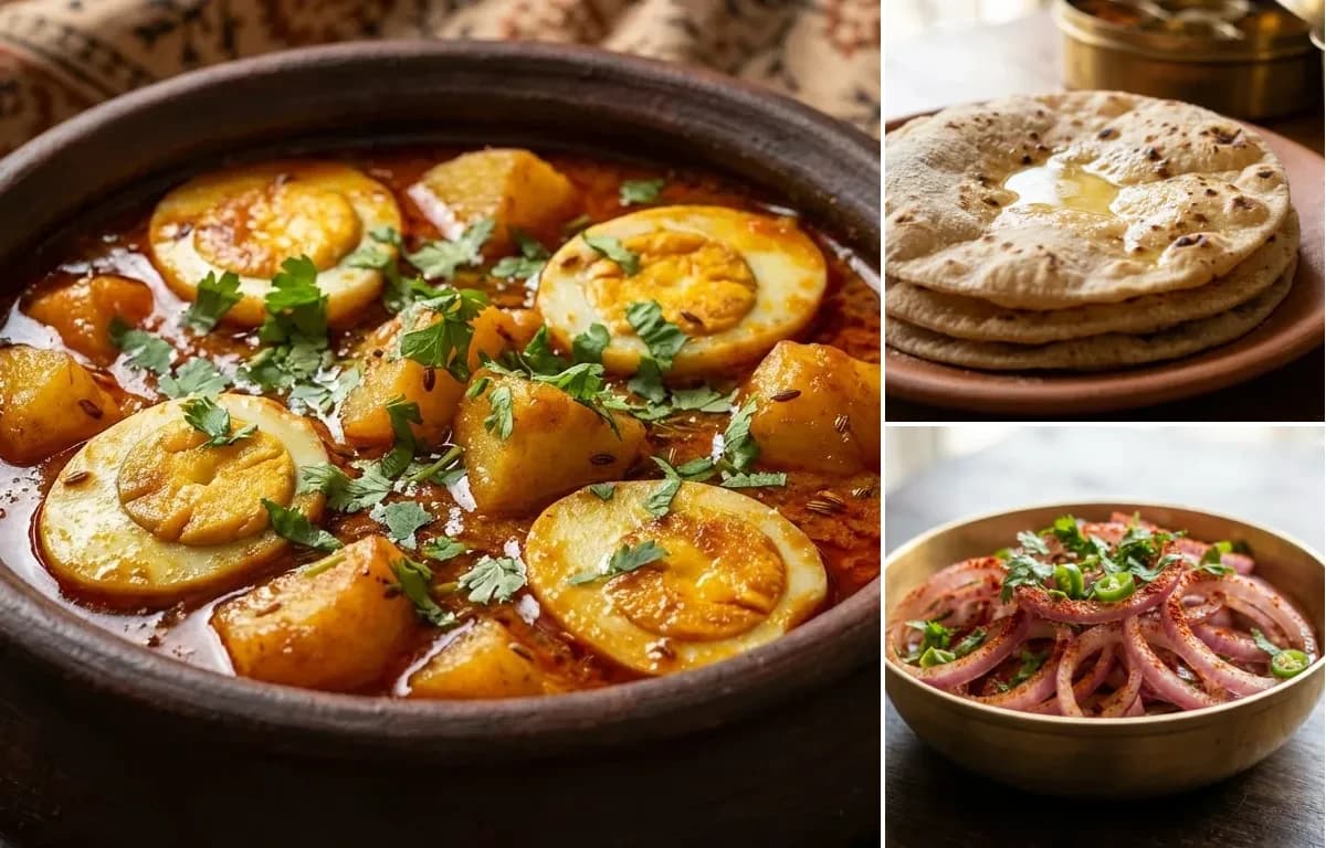 Koni Torkari, Roti and Onion Salad
