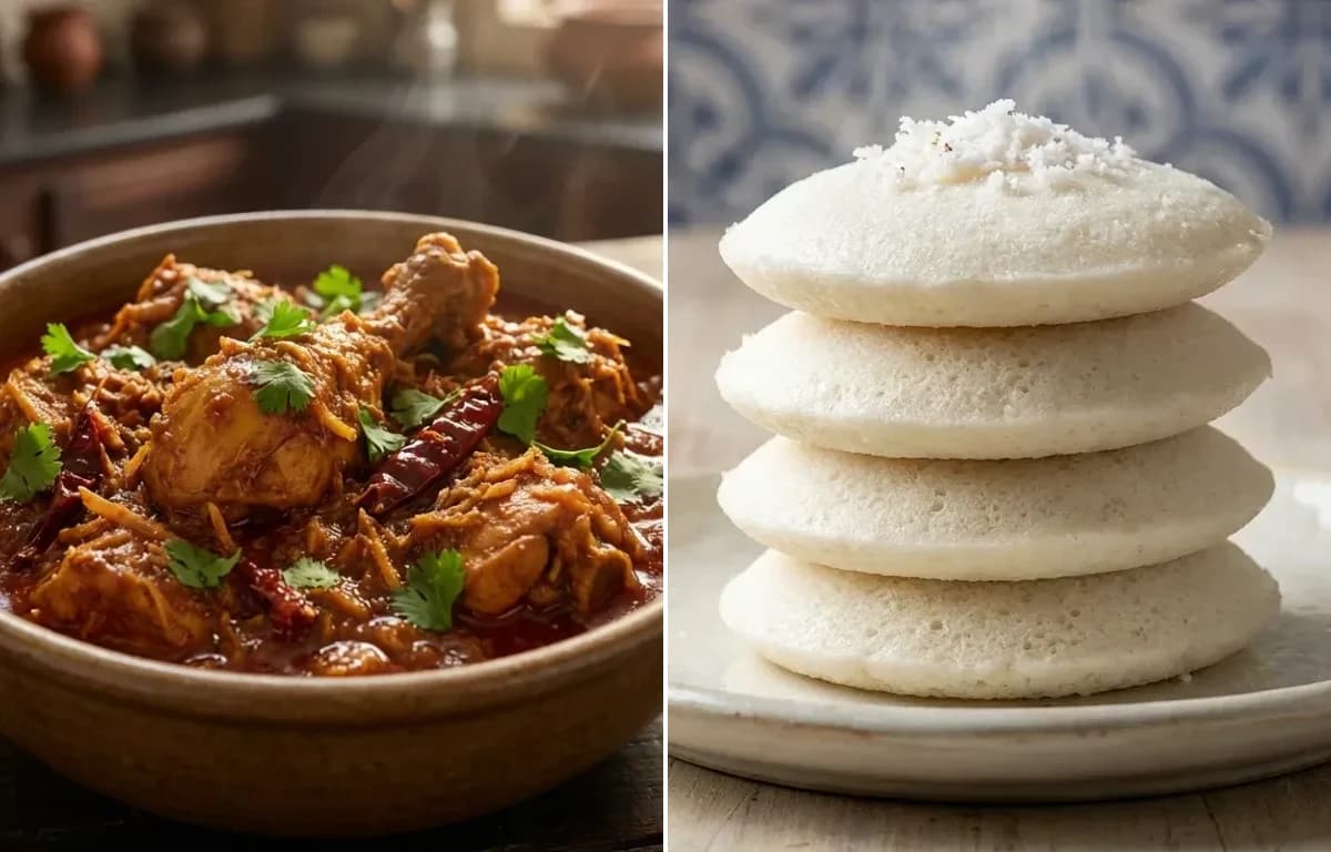 Konkani Chicken Curry with Goan Sanna