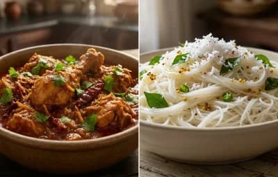 Konkani Chicken Curry with Shevai