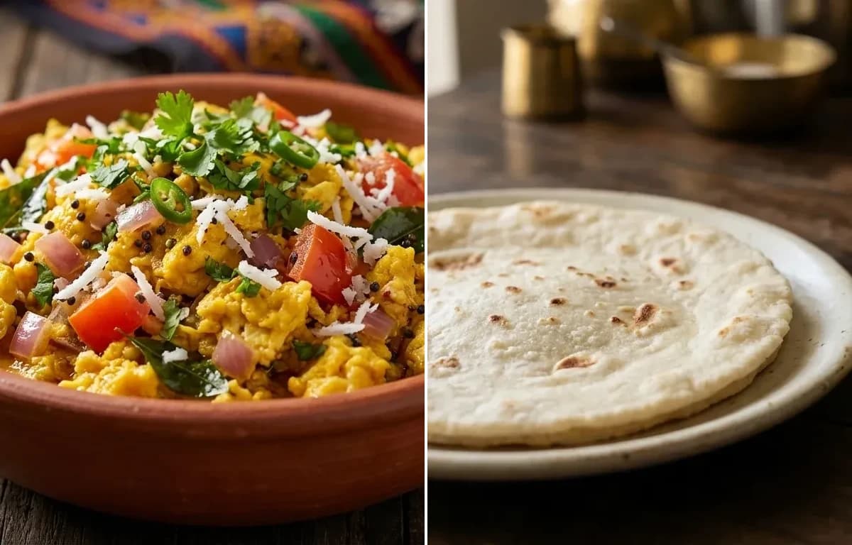 Konkani Egg Bhurji with Rice Bhakri