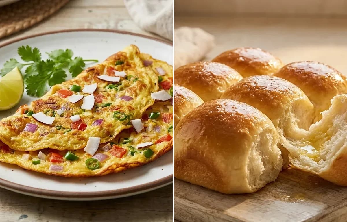 Konkani Masala Omelette with Ladi Pav