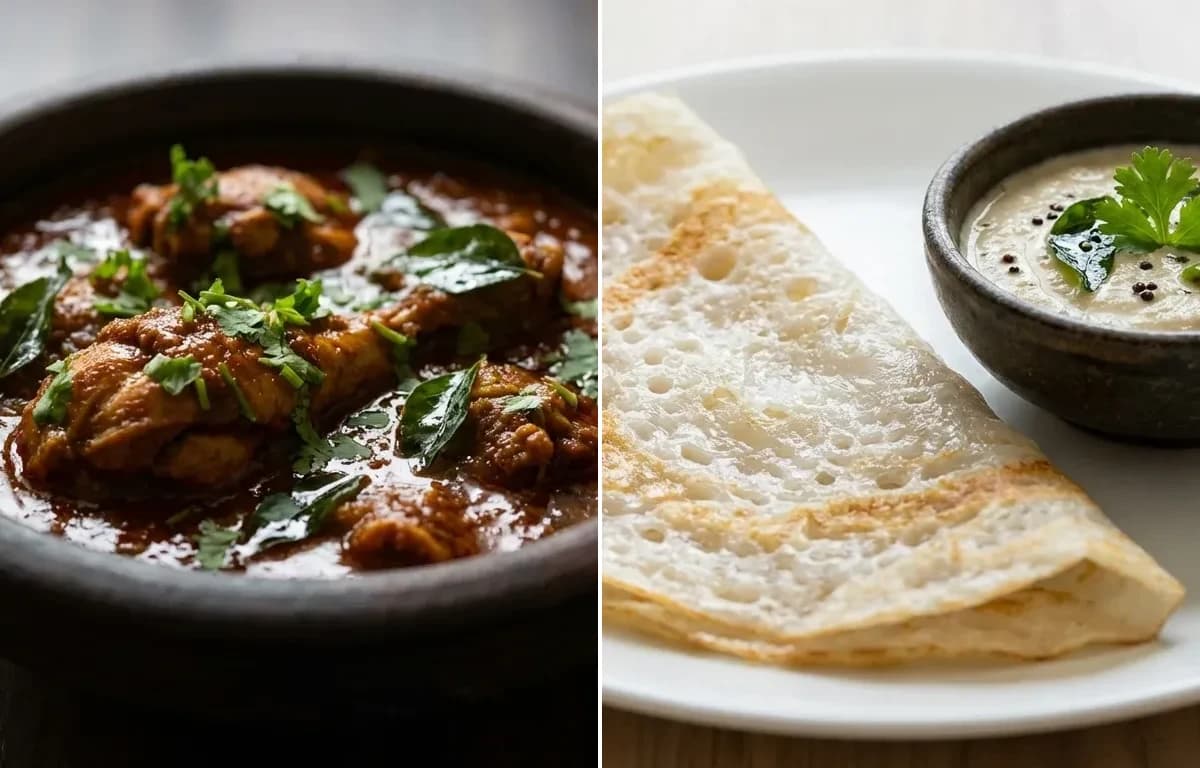 Kori Pulimunchi with Neer Dosa
