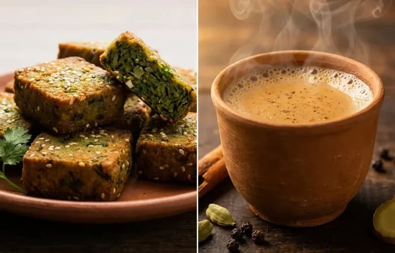 Kothimbir Vadi with Masala Chai
