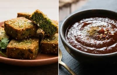 Kothimbir Vadi with Tamarind Chutney