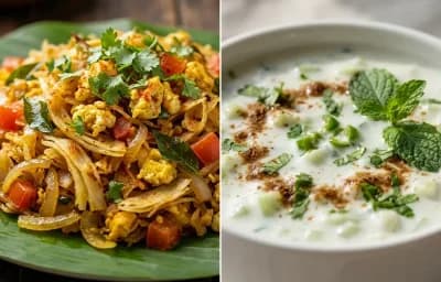 Kothu Parotta with Cucumber Raita