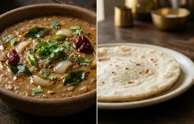 Kulith Pithla with Rice Bhakri