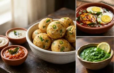 Kuzhi Paniyaram with Muttai Masala and Coriander Chutney