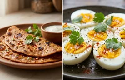 Lasan ni Chutney Thepla with Boiled Egg