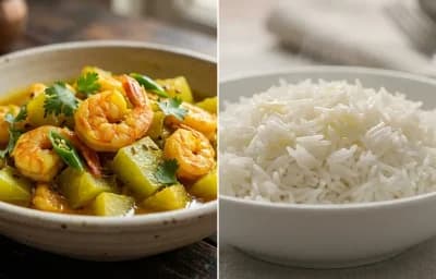 Lau Chingri with Steamed Basmati Rice