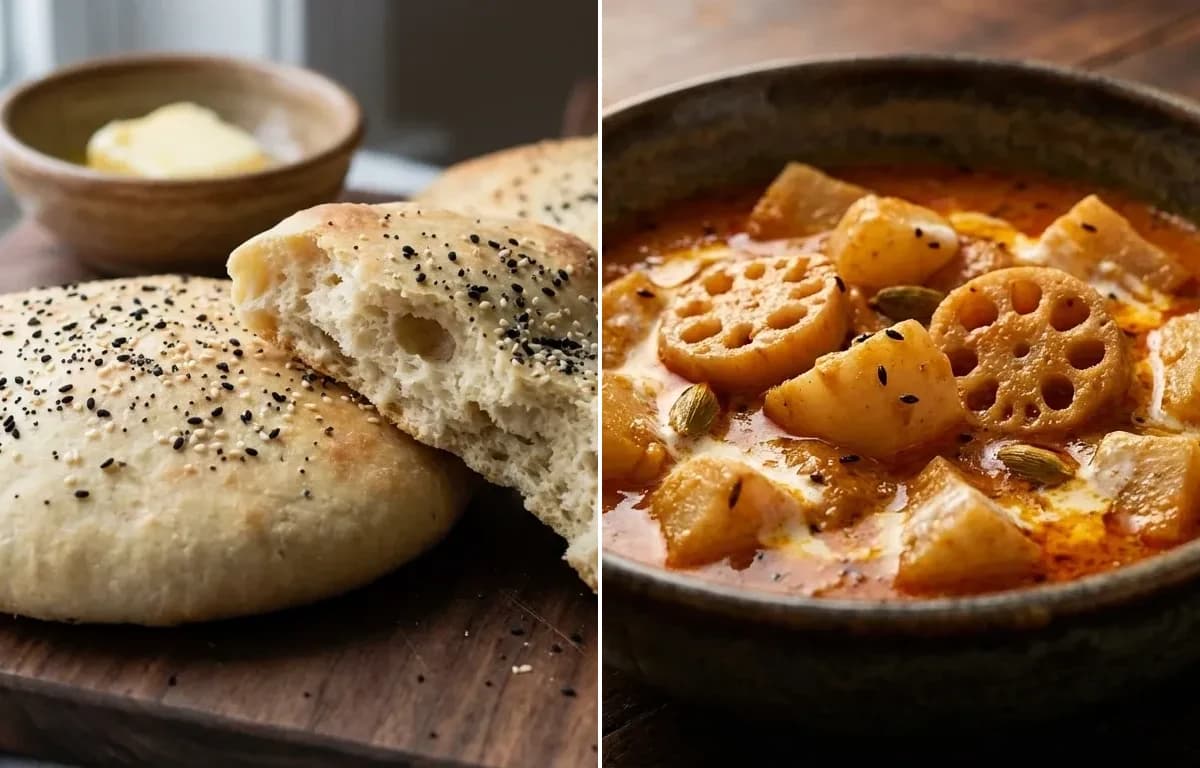 Lavasa Bread with Kashmiri Gogji Nadir