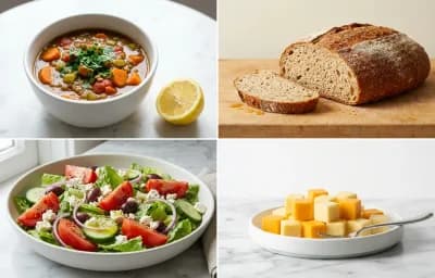 Lentil Soup with Cheese Cubes