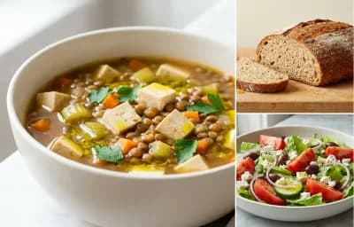 Lentil Soup with Cubed Tofu