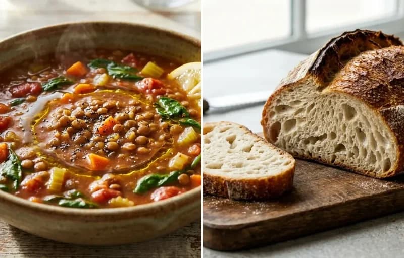 Lentil Soup with Sourdough Bread